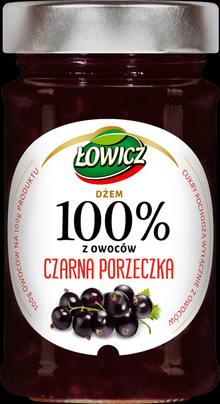 Łowicz - 100% Fruit, black currant jam, net weight: 220 g