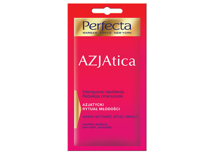 Perfecta Azjatica - maska na  twarz, szyję i dekolt, Intensywne nawilżenie, Redukcja zmarszczek, poj. 8 ml