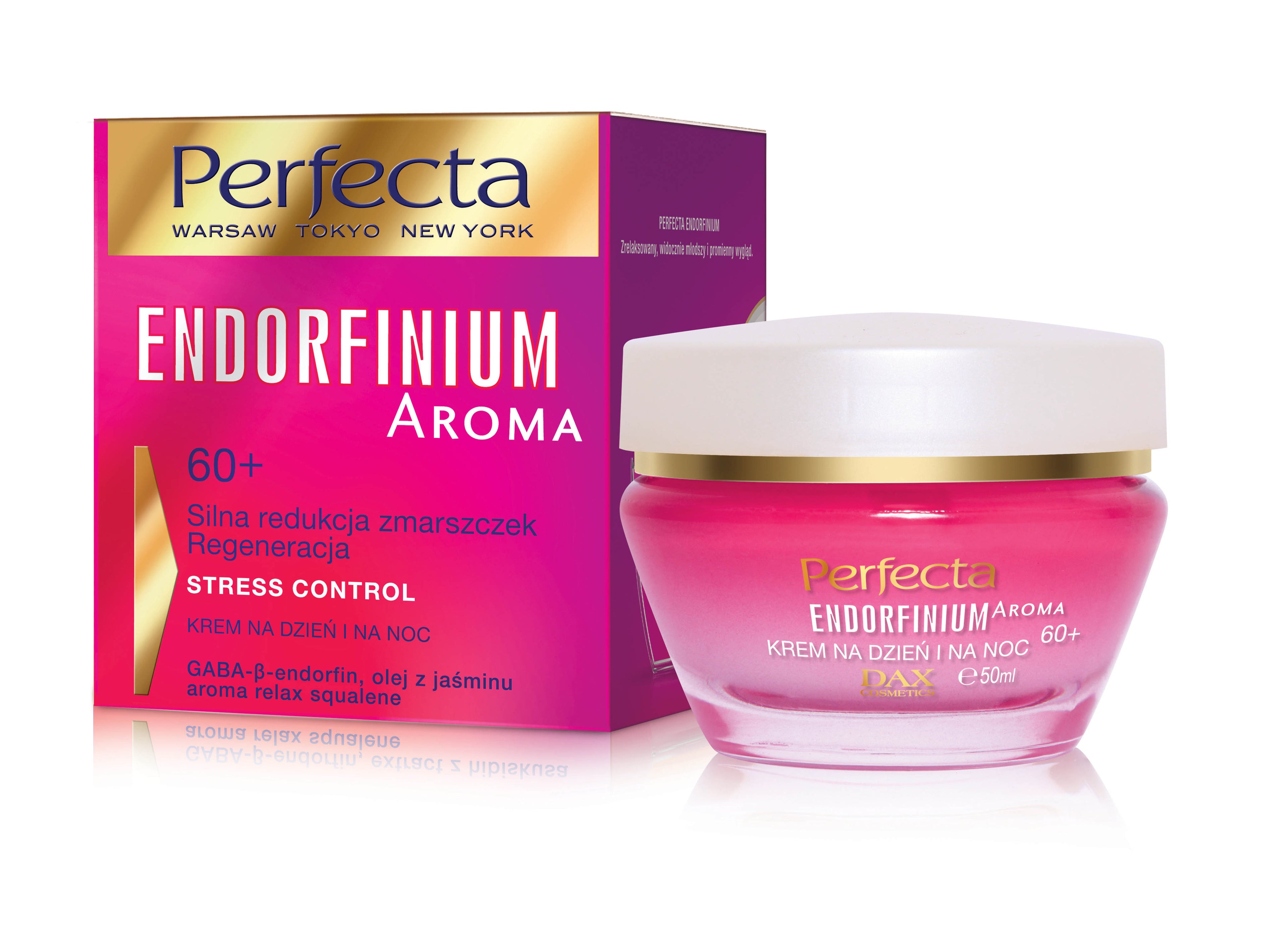 Perfecta ENDORFINIUM AROMA - Silna redukcja zmarszczek, Regeneracja, STRESS CONTROL, KREM NA DZIEŃ i NA NOC, 60+, poj. 50 ml