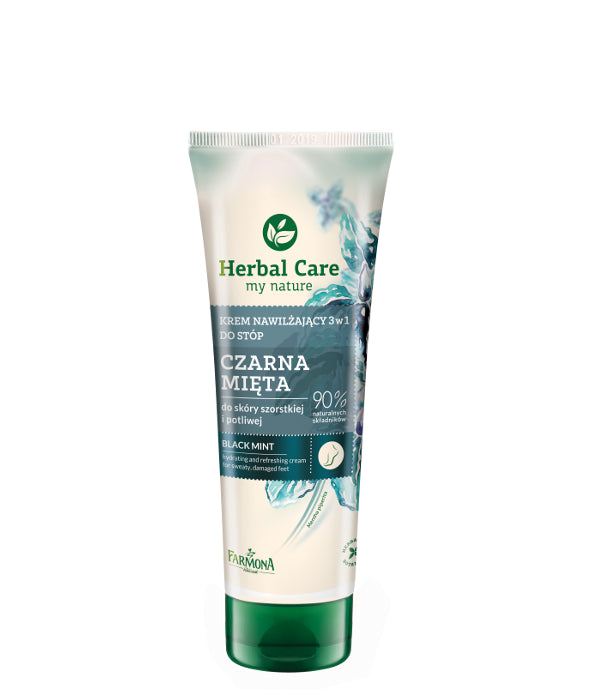 HERBAL CARE - CZARNA MIĘTA, nawilżający krem do stóp 3w1 do skóry szorstkiej i nadmiernie potliwej, poj. 100 ml