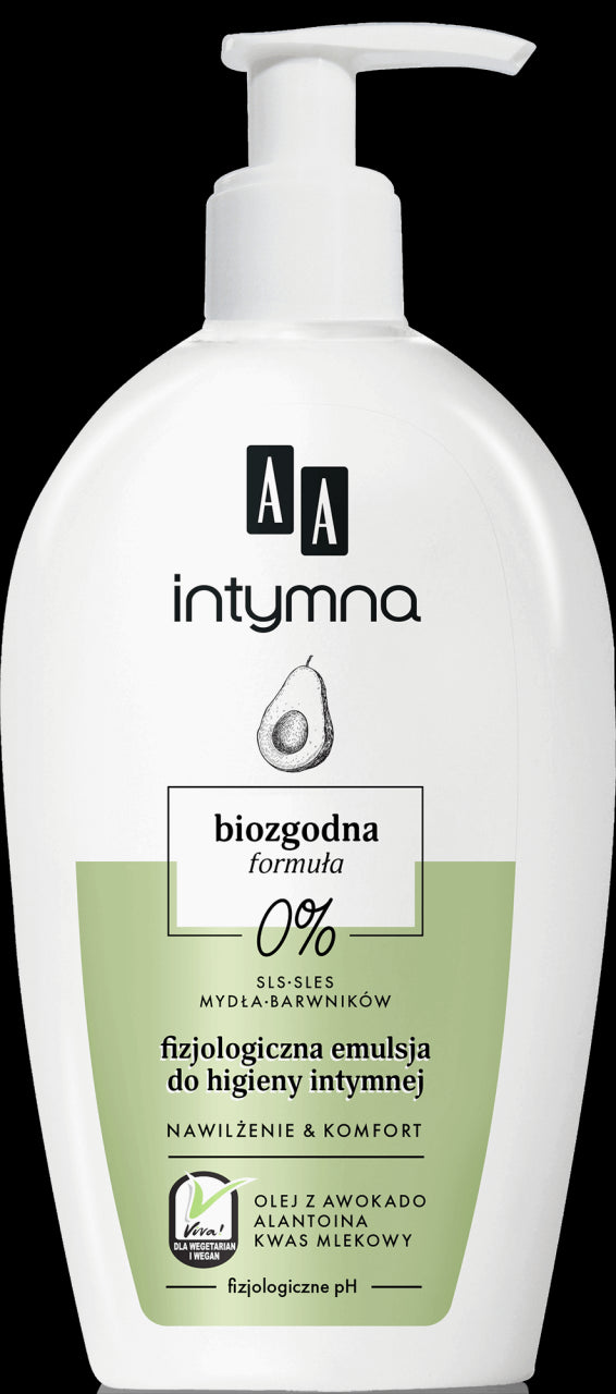 AA INTYMNA - Biocompatible Emulsion for Intimate Hygiene, Moisture & Comfort with Avocado Oil, 300 ml