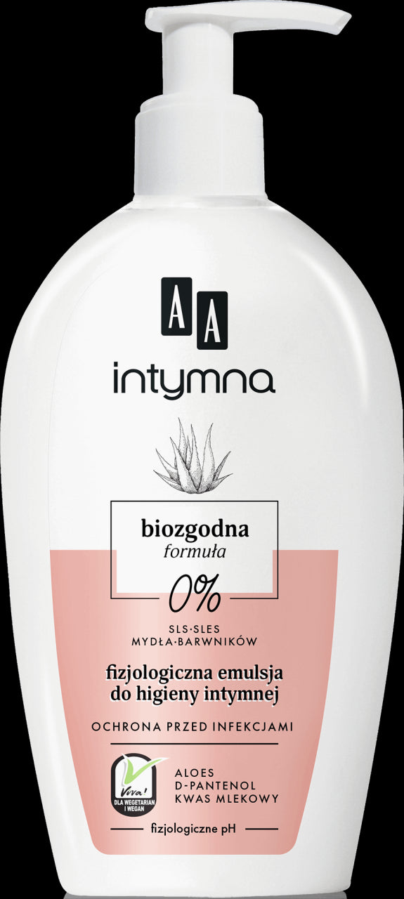 AA INTYMNA - Biocompatible emulsion for intimate hygiene, protection against infections with biocompatible aloe vera extract, vo