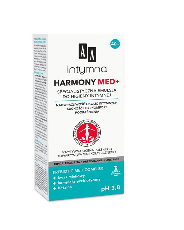 AA INTYMNA - HARMONY MED+ pH 3.8 Special emulsion for intimate hygiene, For irritation and discomfort, capacity 300 ml