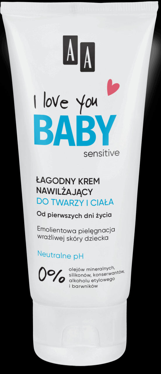 AA I LOVE YOU BABY - łagodny krem nawilżający Sensitive od pierwszych dni życia, poj. 75 ml