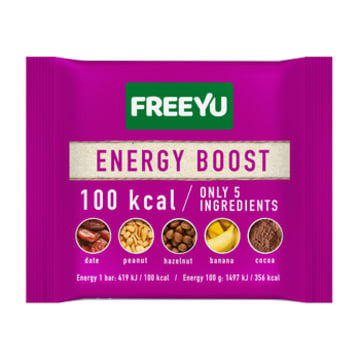 FREEYU - baton daktylowy z orzechami i bananem, ENERGY BOOST, masa netto: 28 g