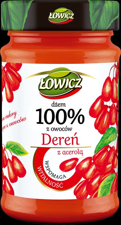 Łowicz - 100% z Owoców Prozdrowotne, dżem dereń z acerolą, masa netto: 235 g