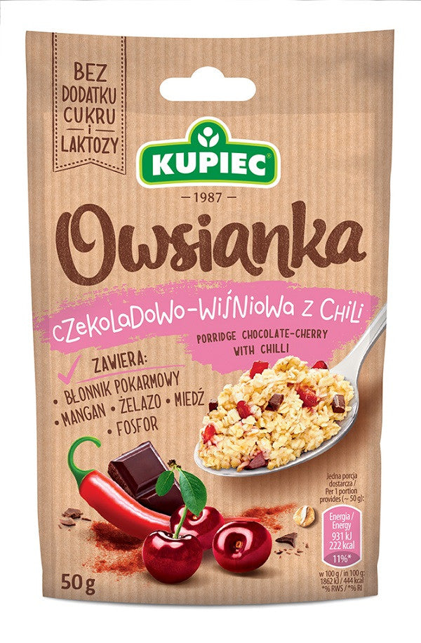 Kupiec - owsianka czekoladowo wiśniowa z chili, masa: 50g