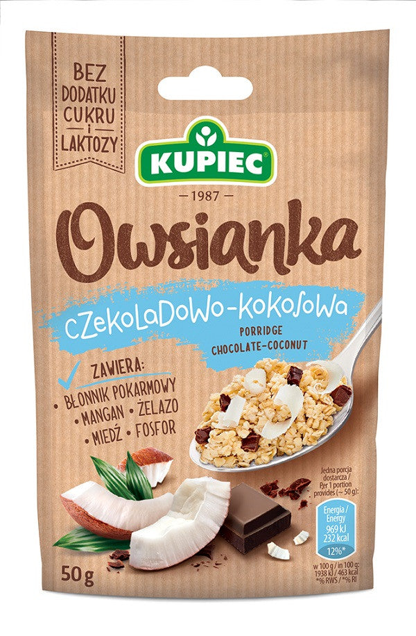 Kupiec - owsianka czekoladowo-kokosowa, masa: 50 g