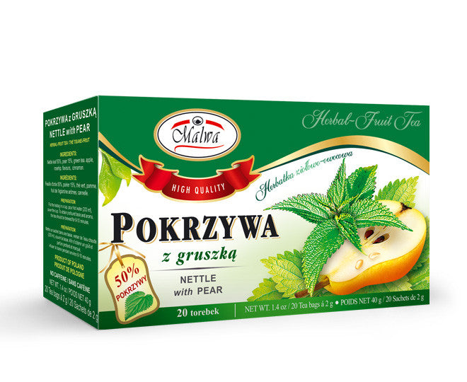 Malwa - Nettle with Pear, net weight: 1.41 oz (20 bags x 0.07 oz)