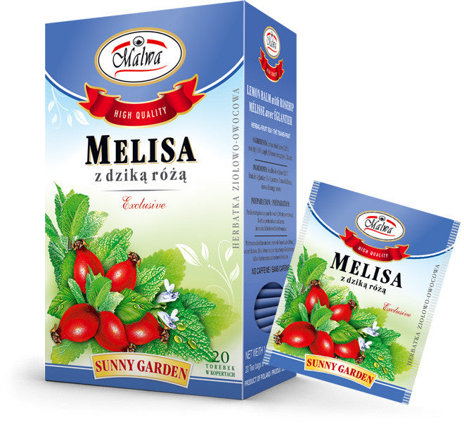 Malwa - Lemon Balm with Wild Rose, net weight: 1.06 oz (20 bags x 0.05 oz)