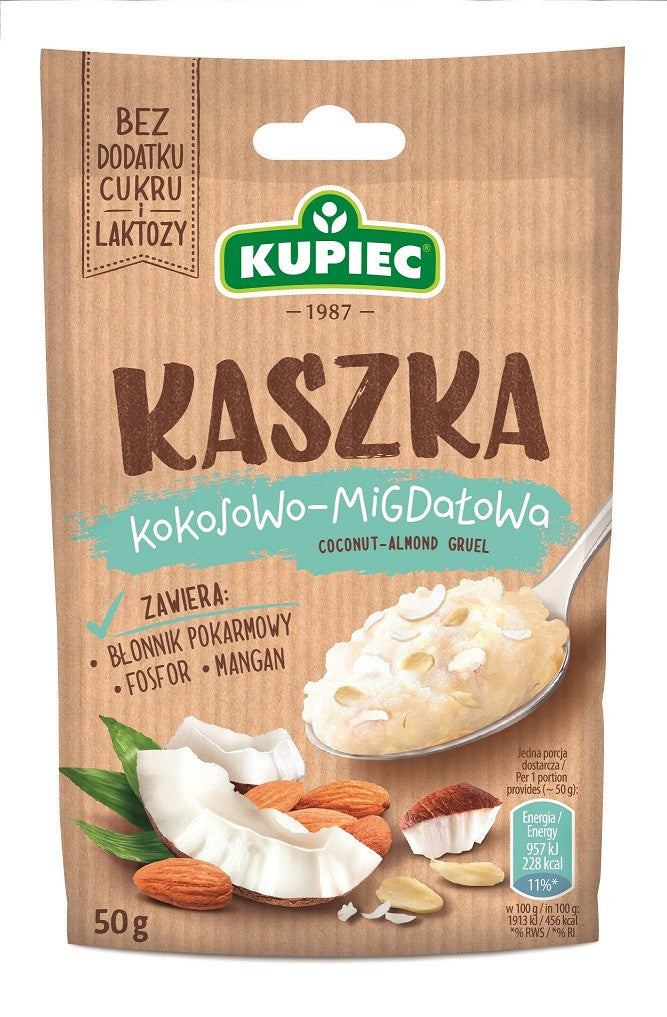 Kupiec - kaszka kokosowo-migdałowa, masa netto: 50 g