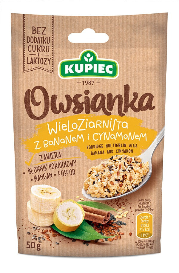 Kupiec - owsianka wieloziarnista z bananem i cynamonem, masa netto 50 g