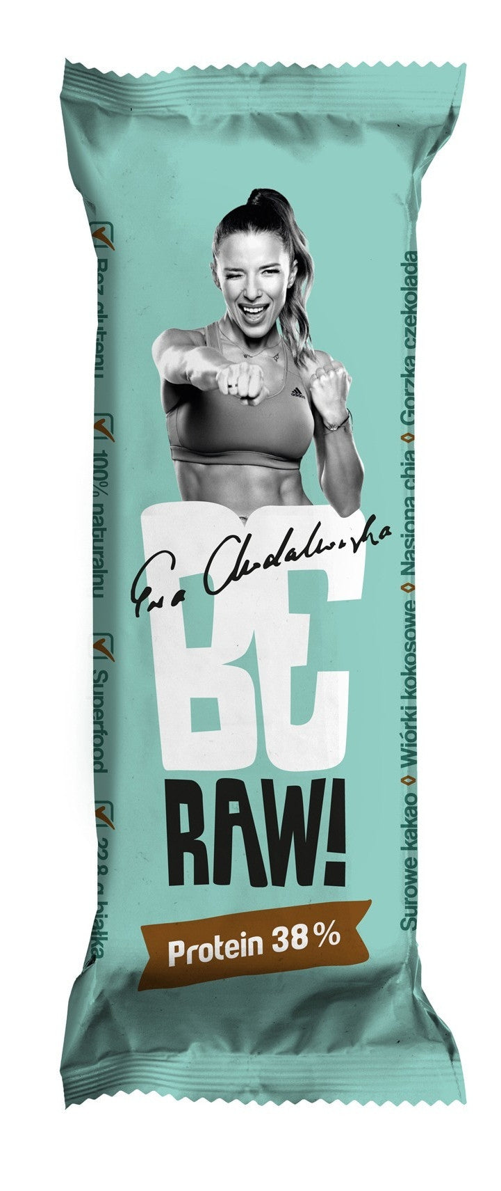 BeRAW Baton protein 38% - surowe kakao w gorzkiej czekoladzie, masa netto: 60 g