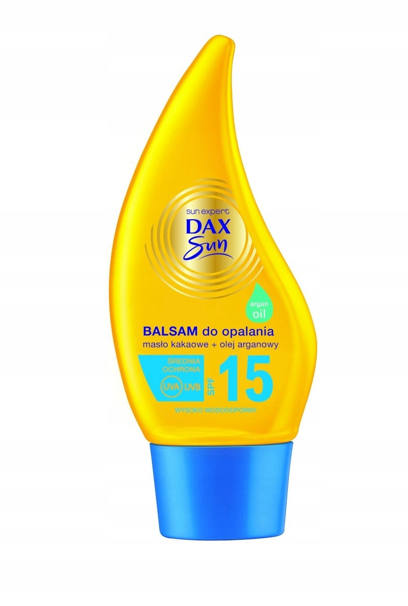 Dax Sun - Balsam do opalania z masłem kakaowym i olejem arganowym SPF15, wysoko wodoodporny,  poj. 150 ml