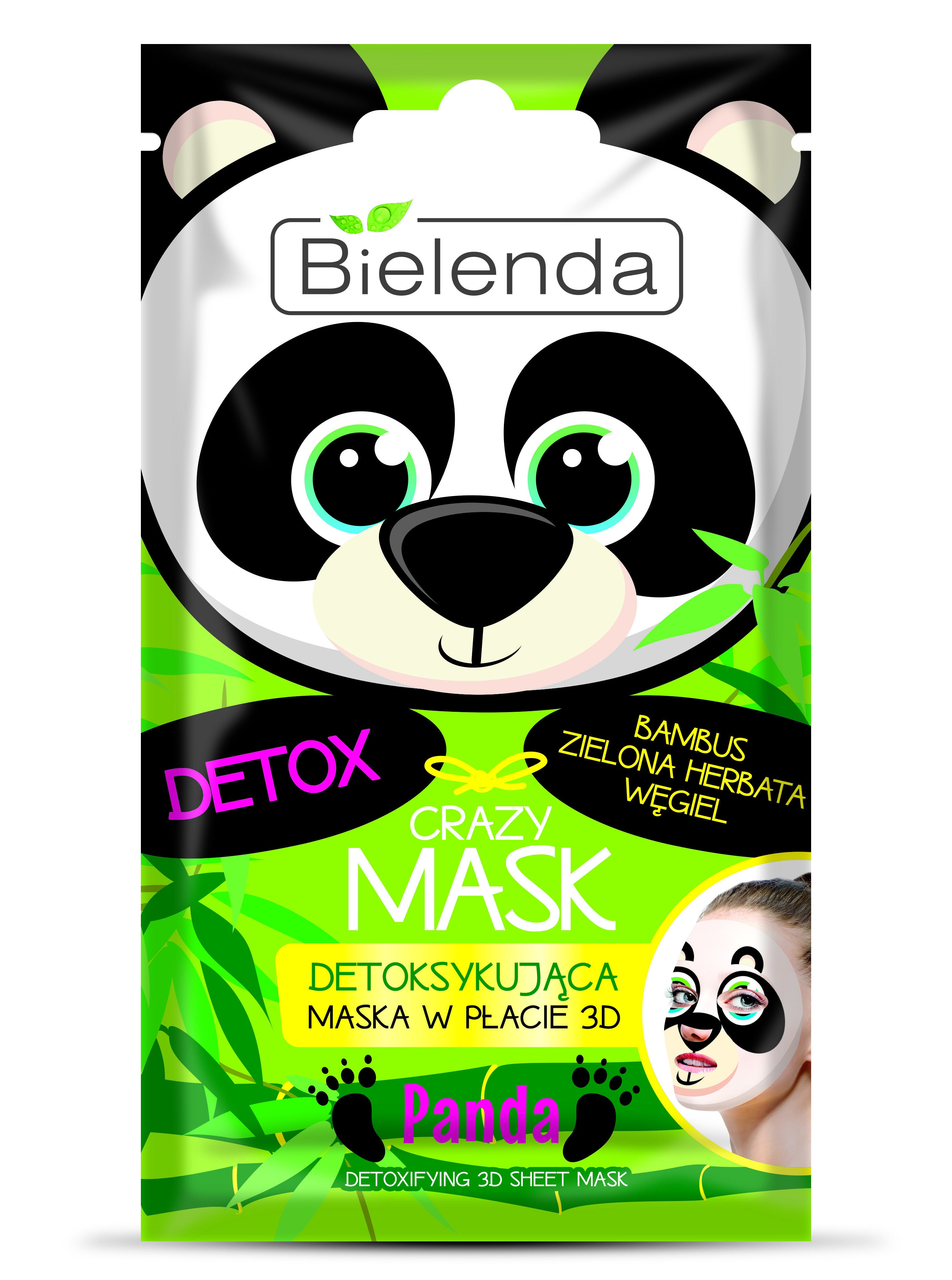 Bielenda CRAZY MASK - detoksykująca maska w płacie PANDA, 1 szt.