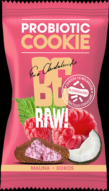BeRAW ProBiotic Cookie - Malina & Kokos, masa netto: 20 g