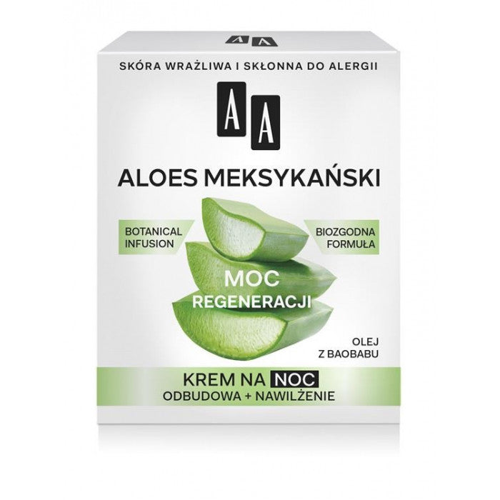 AA Botanical Infusion - Aloes Meksykański, krem na noc, moc regeneracji, poj. 50 ml