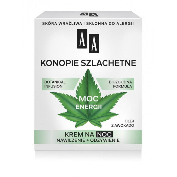 AA Botanical Infusion - Konopie Szlachetne, krem na noc, moc energii, poj. 50 ml