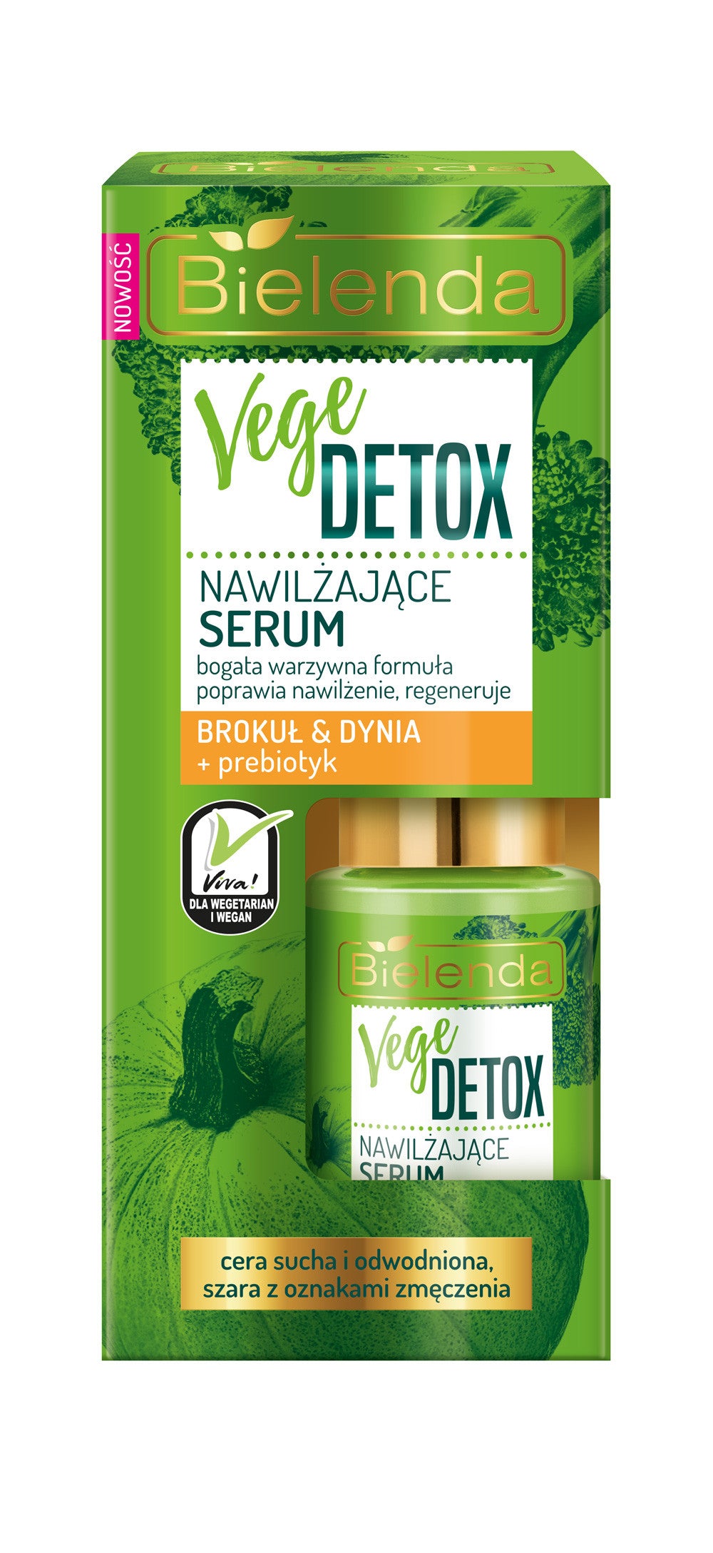 Bielenda VEGE DETOX - nawilżające serum do cery suchej BROKUŁ + DYNIA + PREBIOTYK, poj. 15 ml