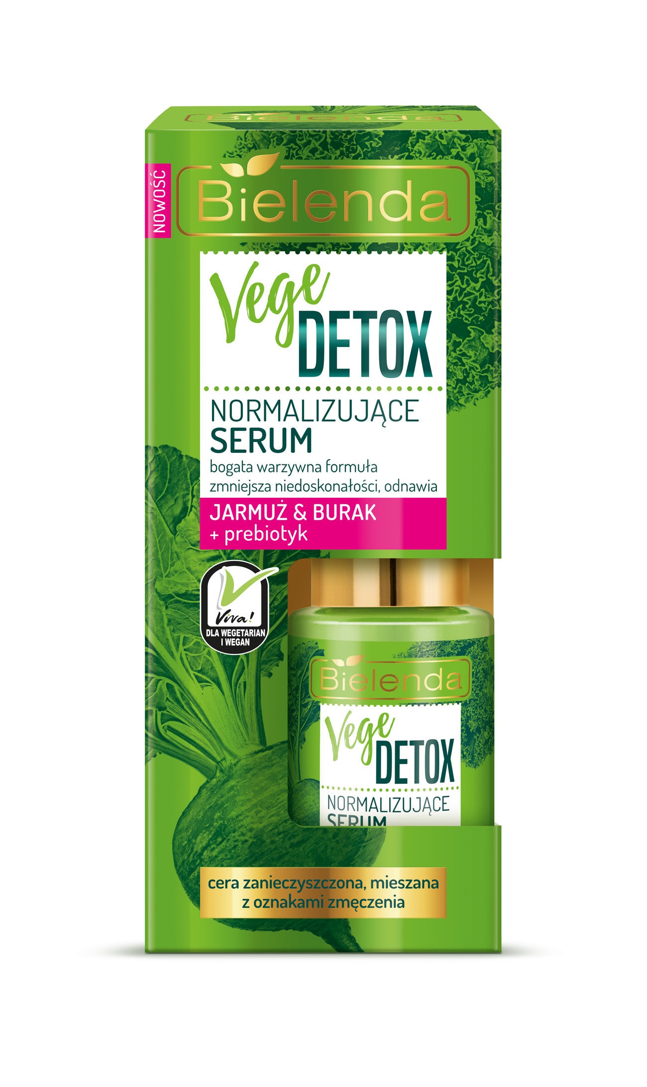 Bielenda VEGE DETOX - normalizujące serum do cery mieszanej JARMUŻ + BURAK + PREBIOTYK, poj. 15 ml