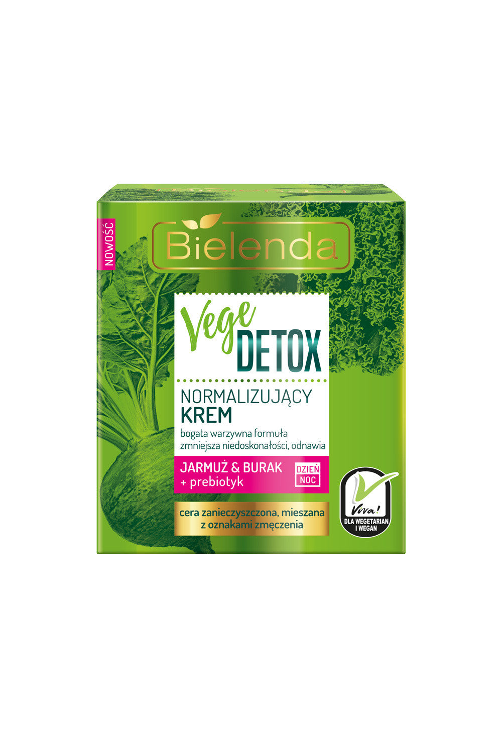 Bielenda VEGE DETOX - normalizujący krem do cery mieszanej JARMUŻ + BURAK + PREBIOTYK dzień/ noc, poj. 50 ml