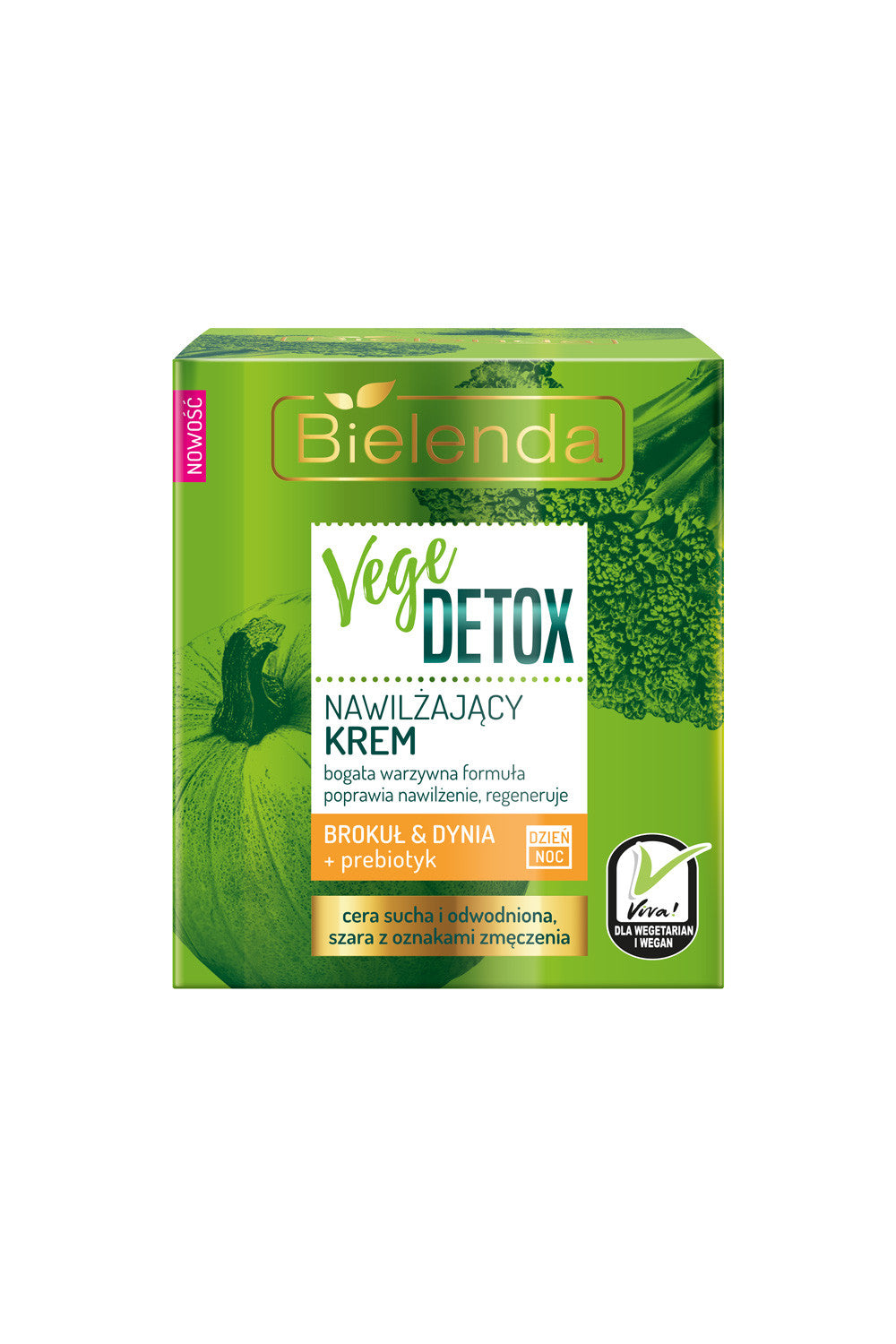 Bielenda VEGE DETOX - nawilżający krem do cery suchej BROKUŁ + DYNIA + PREBIOTYK dzień/ noc, poj. 50 ml