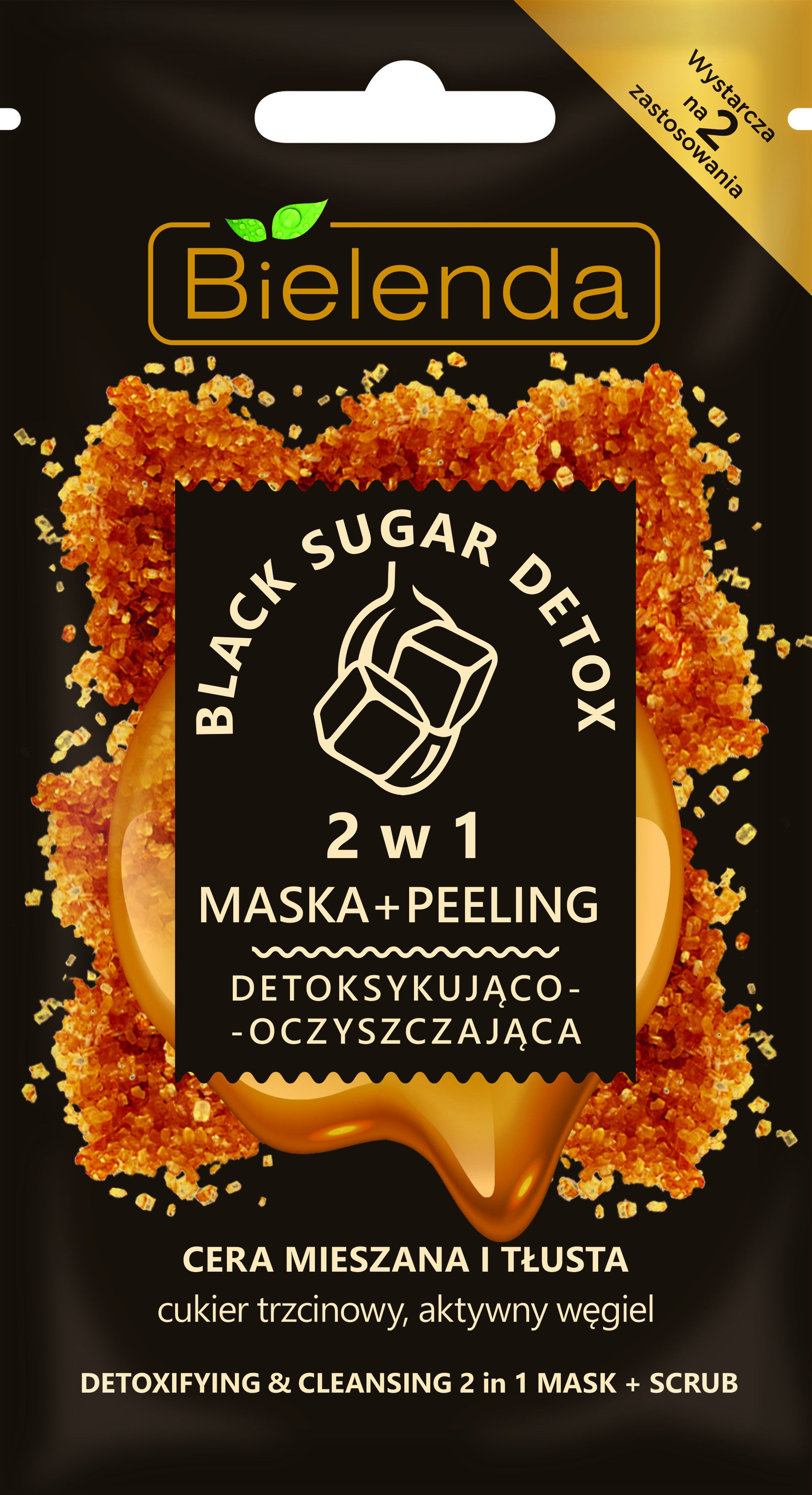 Bielenda BLACK SUGAR DETOX - 2-in-1 Detoxifying and purifying mask + scrub, 8 g capacity