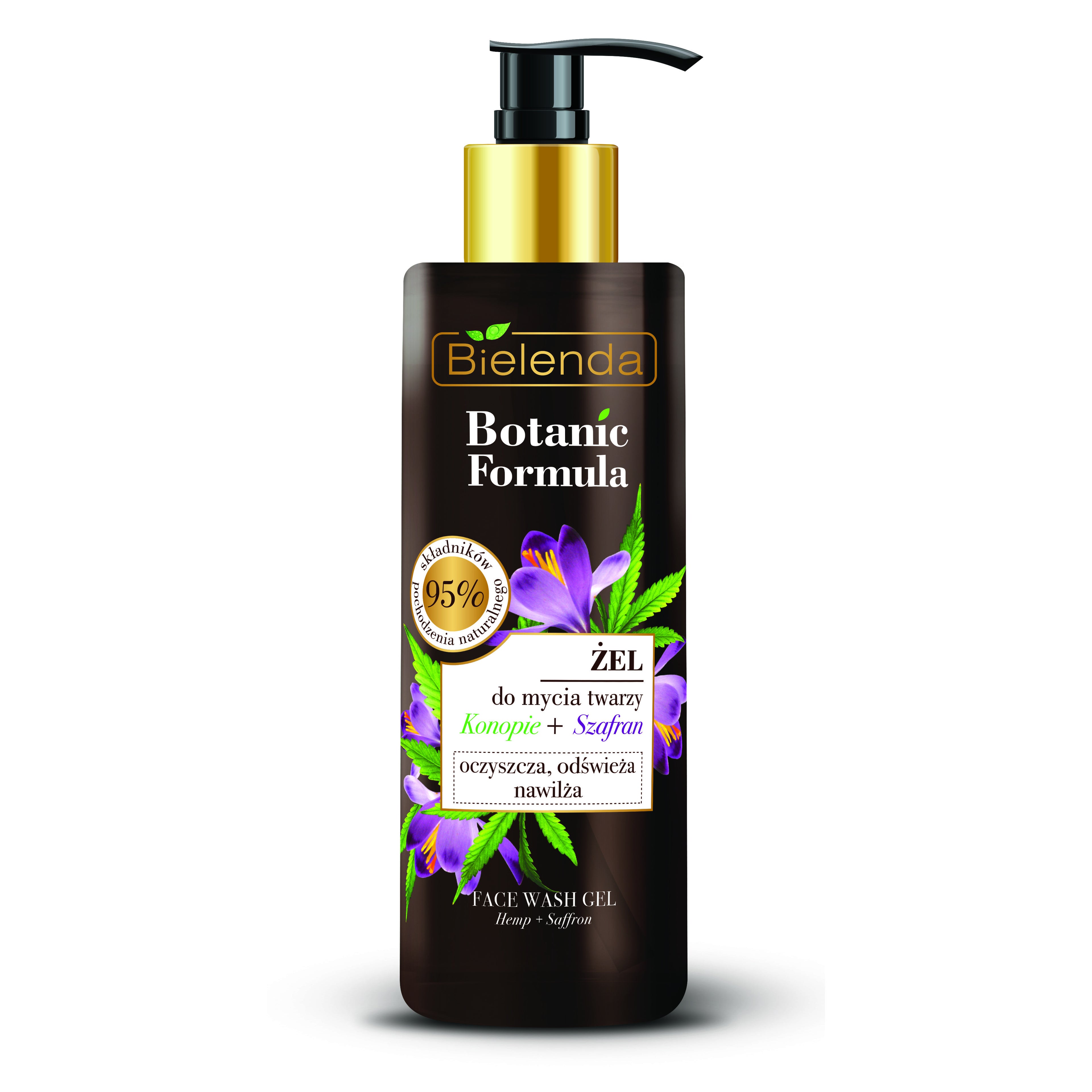 Bielenda BOTANIC FORMULA Konopie + Szafran - Nawilżający żel do mycia twarzy, poj. 200 ml