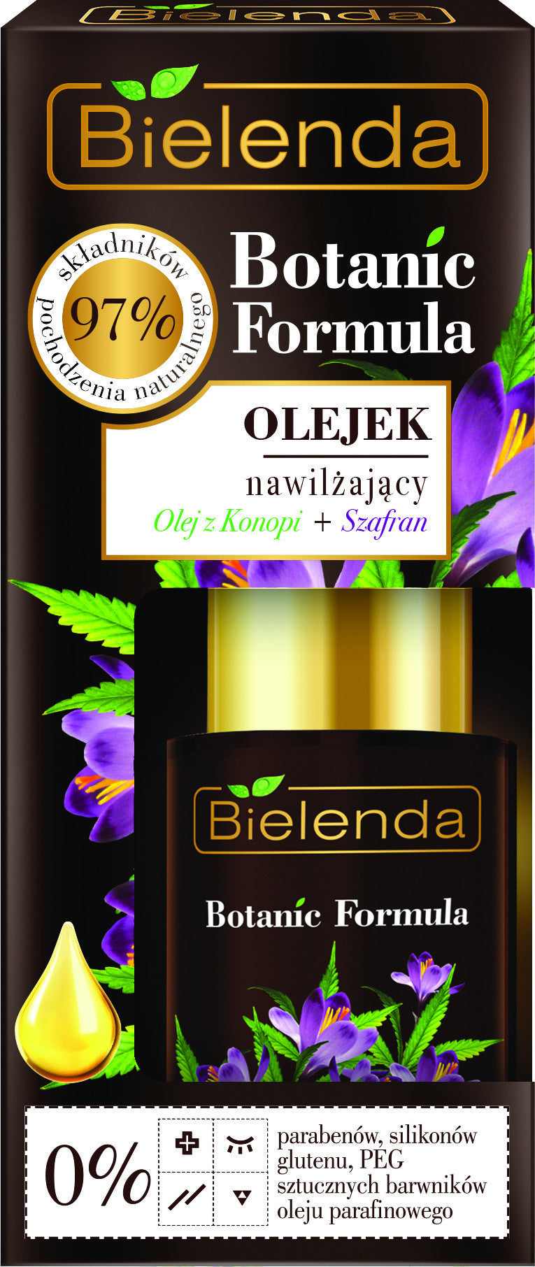 Bielenda BOTANIC FORMULA Olej z Konopi + Szafran - Olejek nawilżający, poj. 15 ml