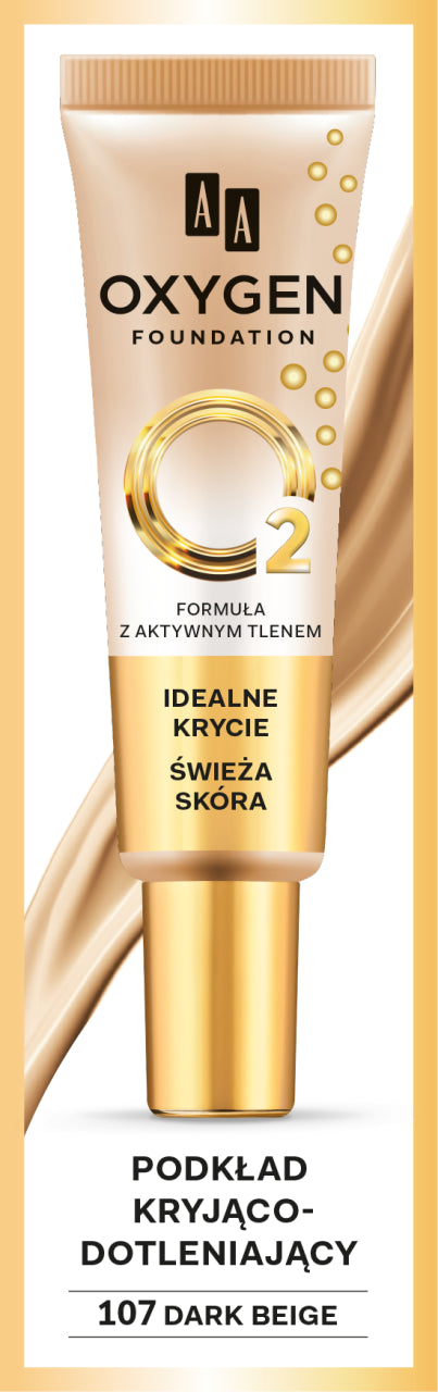 AA OXYGEN FOUNDATION - opaque-oxidizing foundation, no. 107 DARK BEIGE, capacity 30 ml