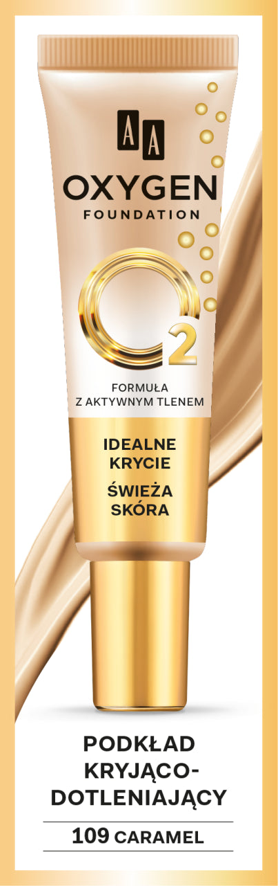 AA OXYGEN FOUNDATION - podkład kryjąco-dotleniający, nr 109 CARAMEL, poj. 30 ml
