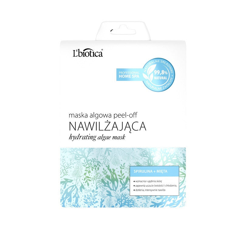 L'biotica Nawilżająca - maska algowa peel-off, spirulina + mięta, poj. 12 g