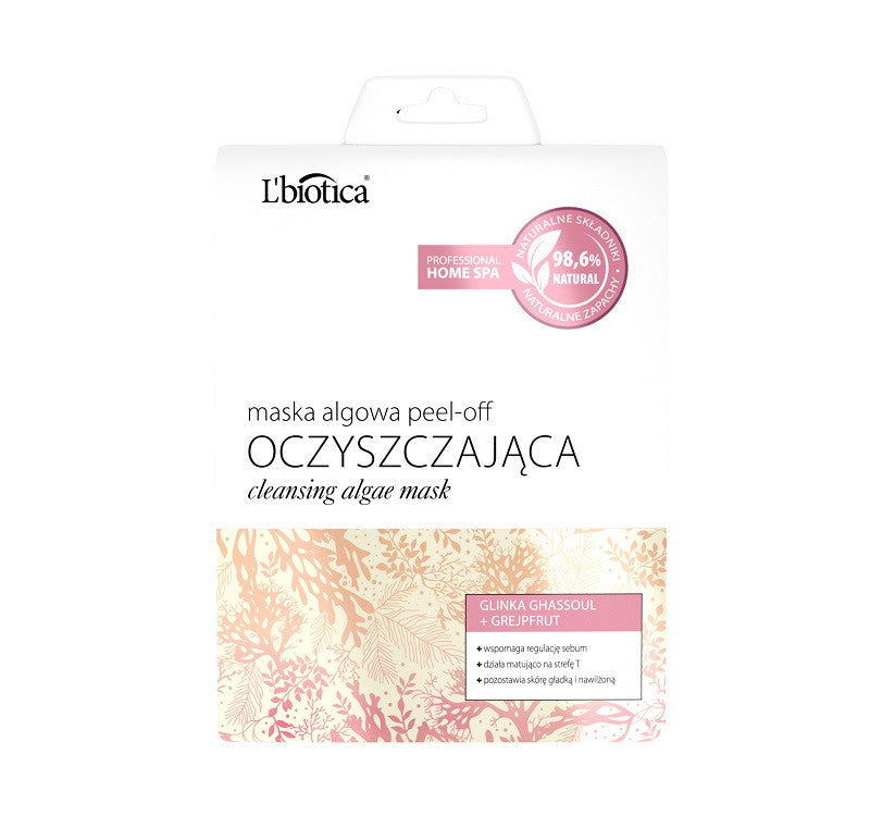 L'biotica Oczyszczająca - maska algowa peel-off, glinka ghassoul + grejpfrut, poj. 12 g