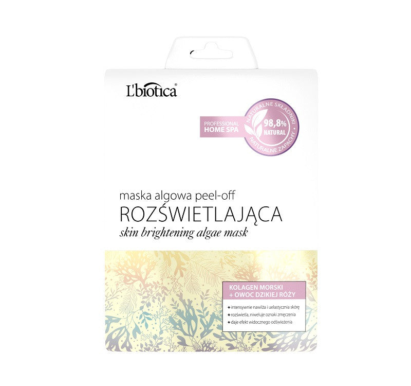 L'biotica Rozświetlająca - maska algowa peel-off, kolagen morski + owoc dzikiej róży, poj. 12 g