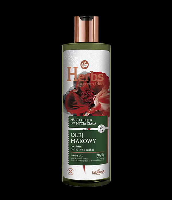 Farmona Herbs - olej makowy, Multi olejek do mycia ciała do skóry delikatnej i suchej, poj. 400 ml