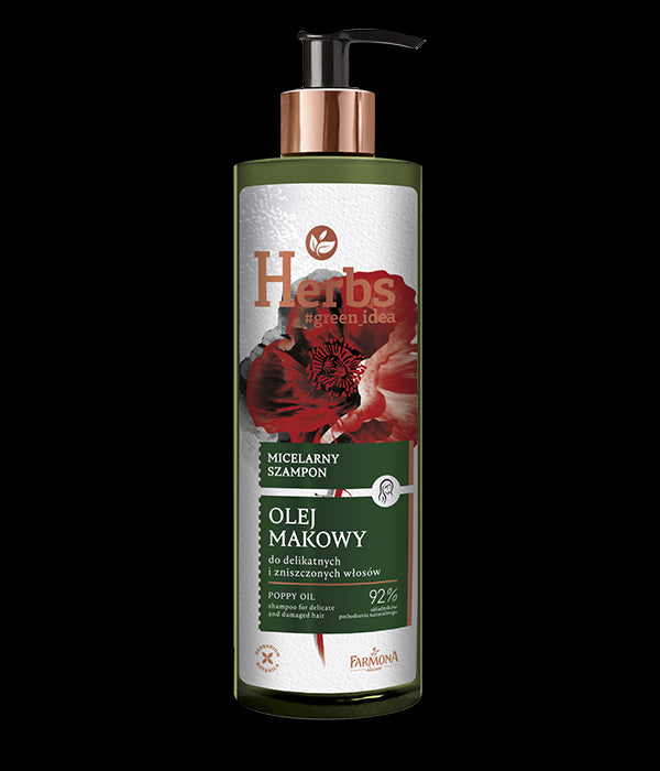 Farmona Herbs - olej makowy, micelarny szampon do delikatnych i zniszczonych włosów, poj. 400 ml