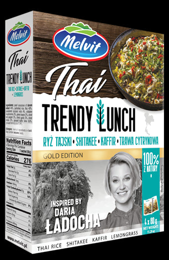 Melvit - Trendy Lunch Thai, ryż tajski, shitakee, kaffir, trawa cytrynowa, masa netto: 4 x 80 g