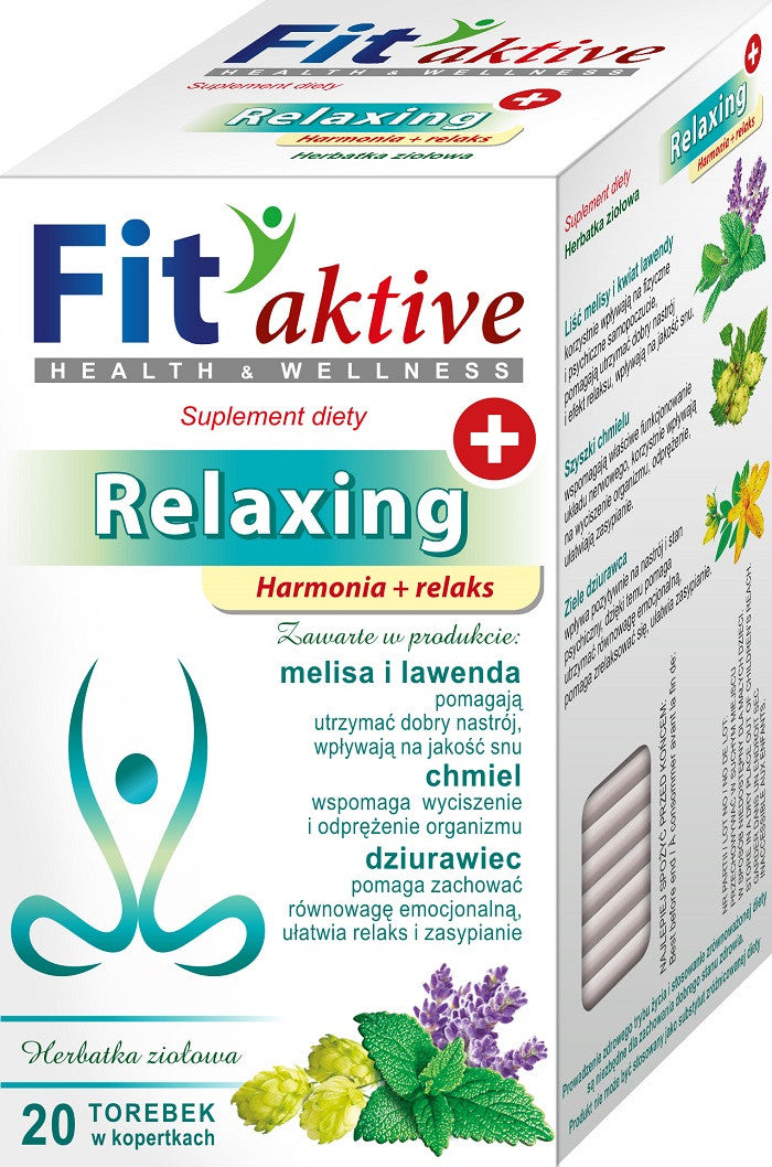 Malwa Fit Aktive - Relaxing, Harmonia I Relax, herbata ziołowa, suplement diety, zawartość: 20 saszetek x 2 g
