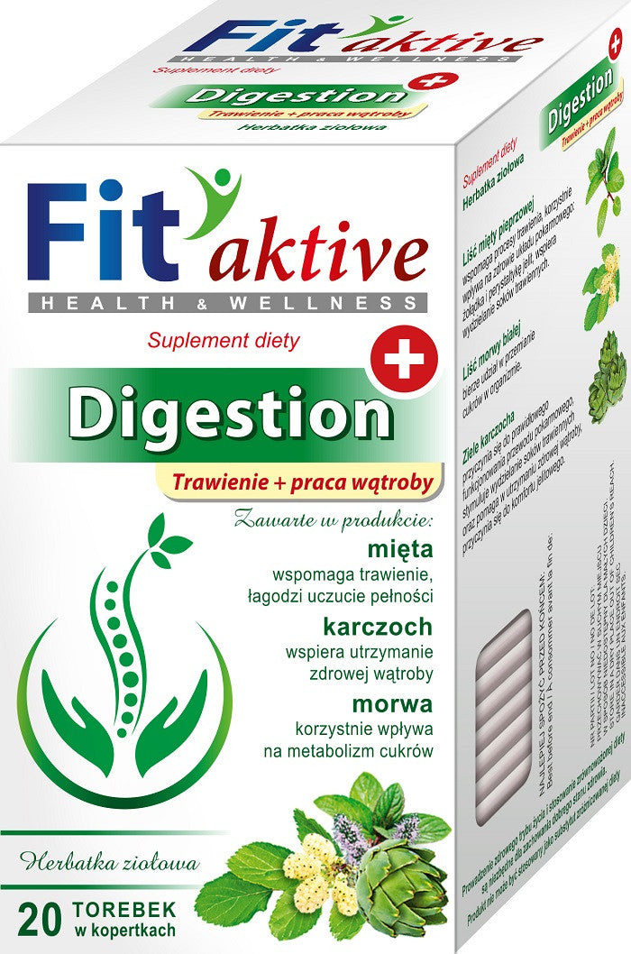 Malwa Fit Aktive - Digestion, Trawienie i Praca Wątroby, herbata ziołowa, suplement diety, zawartość: 20 saszetek x 2 g