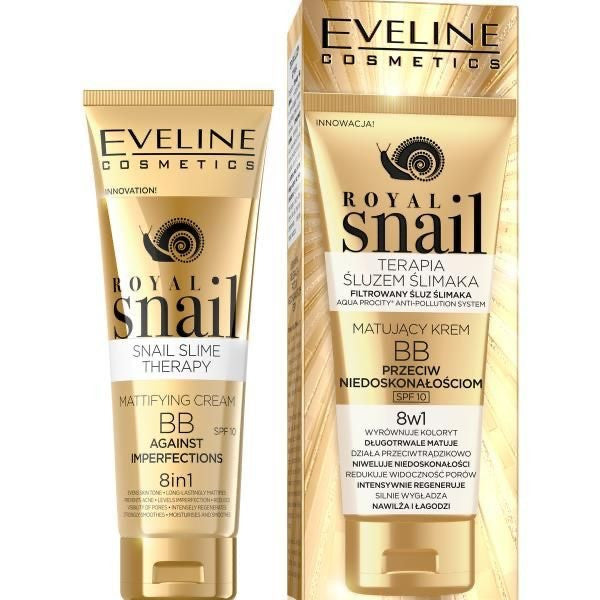 Eveline Royal Snail - mattifying BB cream against imperfections, 8w1, capacity 50 ml