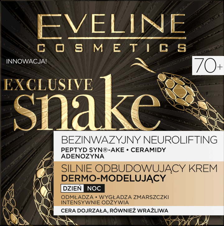 Eveline Exclusive Snake - silnie odbudowujący krem dermo-modelujący na dzień i na noc, 70+, poj. 50 ml