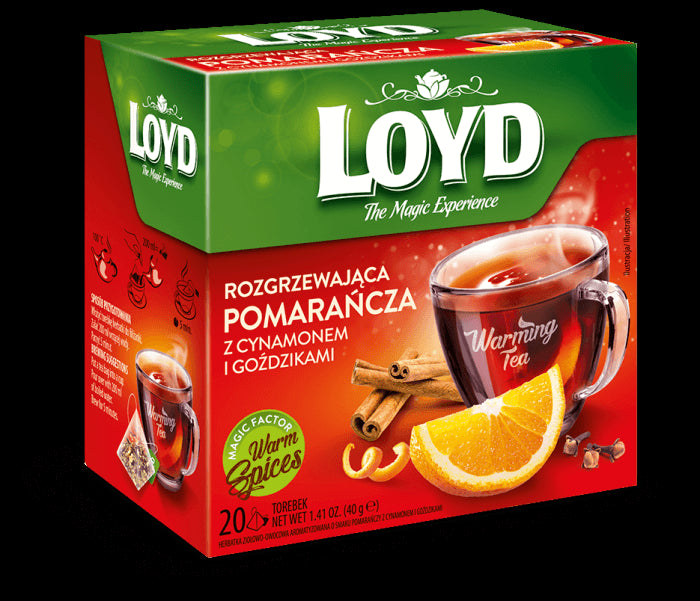 LOYD Warming Tea - Orange with Cinnamon and Cloves, Functional Tea, net weight: 1.41 oz (20 Pyramid Bags x 0.07 oz)