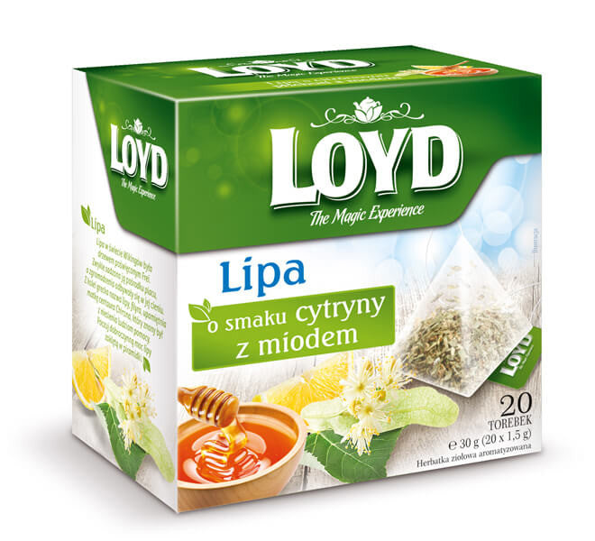 LOYD - lipa o smaku cytryny z miodem, herbatka ziołowa, poj. 20 torebek piramidek x 1,5 g