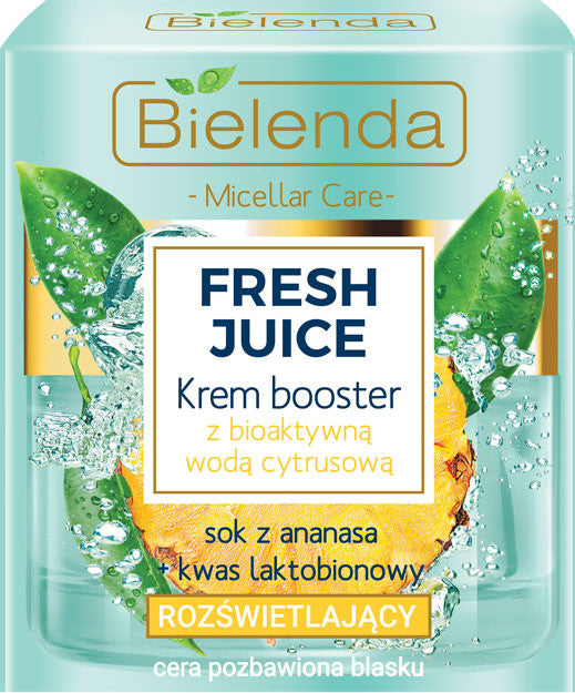 Bielenda FRESH JUICE - Rozświetlający Krem booster z bioaktywną wodą cytrusową ANANAS, poj. 50 ml