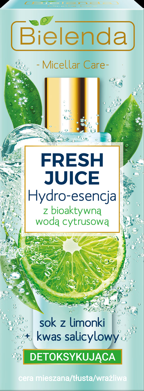 Bielenda FRESH JUICE - Detoksykująca hydro-esencja do pielęgnacji twarzy LIMONKA, poj. 110 ml