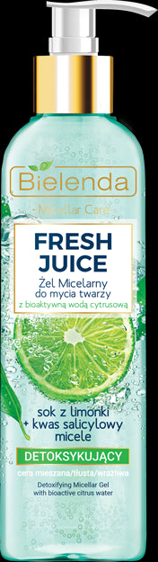 Bielenda FRESH JUICE - Detoxifying Micellar Gel for washing face LIMONKA, 190 ml