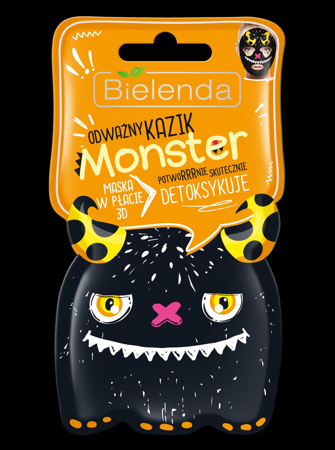 Bielenda MONSTER - maska w płacie 3D, ODWAŻNY KAZIK – detoksykuje, zawartość: 1 szt.