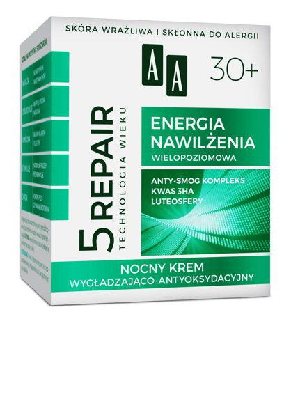 AA TECHNOLOGY OF AGE 5 REPAIR - ENERGY OF NAVILIZATION, Smoothing-Antioxidant Night Cream 30+, size 50 ml