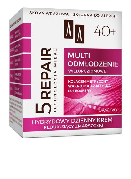AA Age-Technology 5 REPAIR - MULTI-REMOVAL, hybrid daily wrinkle reduction cream 40+, volume 50 ml