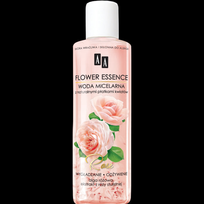 AA Flower Essence - ROSE, wygładzanie i odżywianie, Woda micelarna z naturalnymi płatkami kwiatów, poj. 200 ml